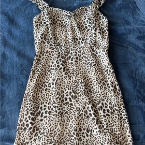 All in Favor Animal Print Ruffle Strap Dress